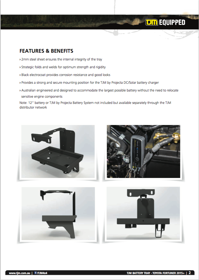 Toyota Fortuner 2015+ 12" Battery Tray Latest News TJM Products NQ